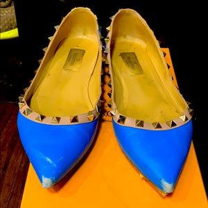 Valentino rockstud blue flats. Size 36.5